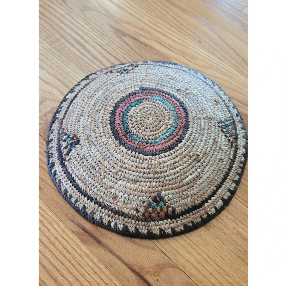 Hand Woven Coil Basket Bowl Geometric Southwestern Wall Art Decor 10.5